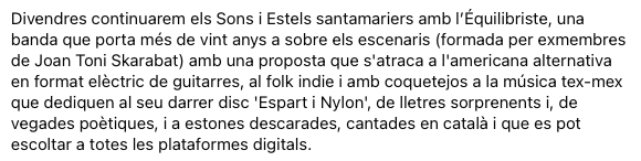 #SonsiEstelssantamariers2023
Aquest divendres que ve toca L'Équilibriste!