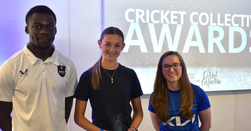 surreycricket's tweet photo. The Cricket Collective Awards, run by @surreycricketfd, were held at The Kia Oval.

The awards recognised those who have an incredible impact on the grassroots game.

Nathan Barnwell and Rhianna Southby joined the event to hand out the trophies 🏆

🤎 | #SurreyCricket