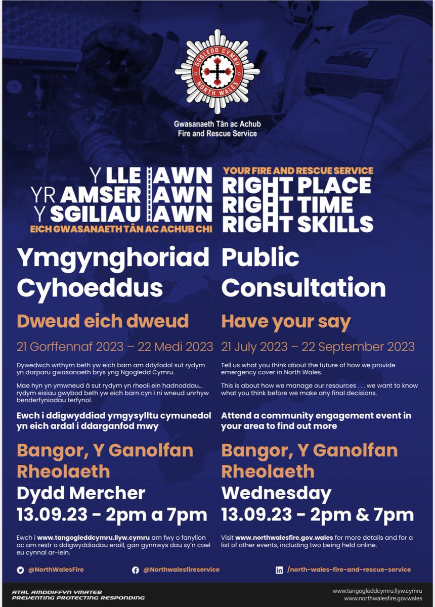 HAVE YOUR SAY

📅 13.09.23 (TOMORROW) 
⏰ 2pm and 7pm

More info 👉 ow.ly/Wsuy50PHI1y
#RightPlaceRightTimeRightSkills

<a href="/NorthWalesFire/">Gwasanaeth Tân ac Achub Gogledd Cymru</a>