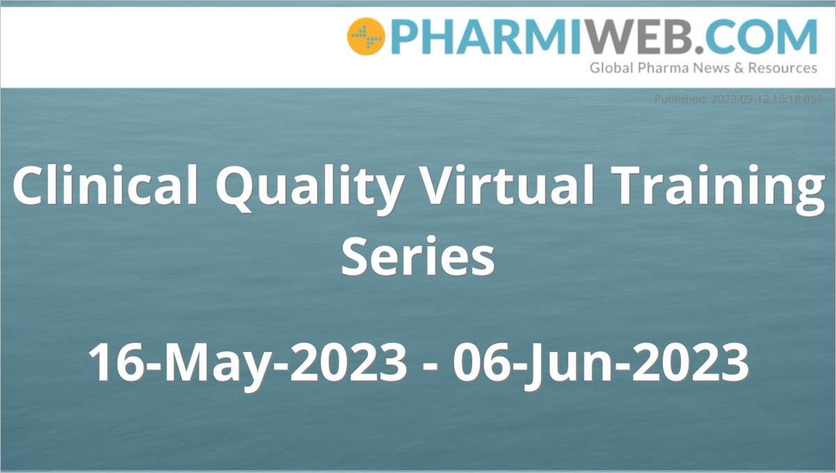 PharmiEvents's tweet photo. Clinical Quality Virtual Training Series
                    
16-May-2023 - 06-Jun-2023
https://t.co/286Vg5OOKE https://t.co/wiabZ09JTd