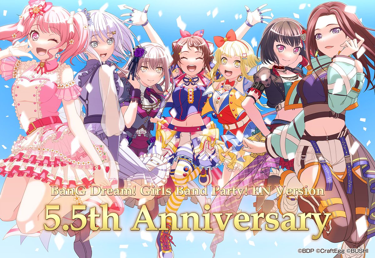 bangdreamgbp_EN's tweet photo. 🎸5.5 Year Anniversary Upcoming🌟

As always, we'd like to thank all our supporters of the EN version and the franchise!🎸

A series of 5.5th Anniversary campaigns will be held soon from Sep. 21, so stick with us as we continue to bring more songs &amp; new contents for everyone! https://t.co/74270By0NE