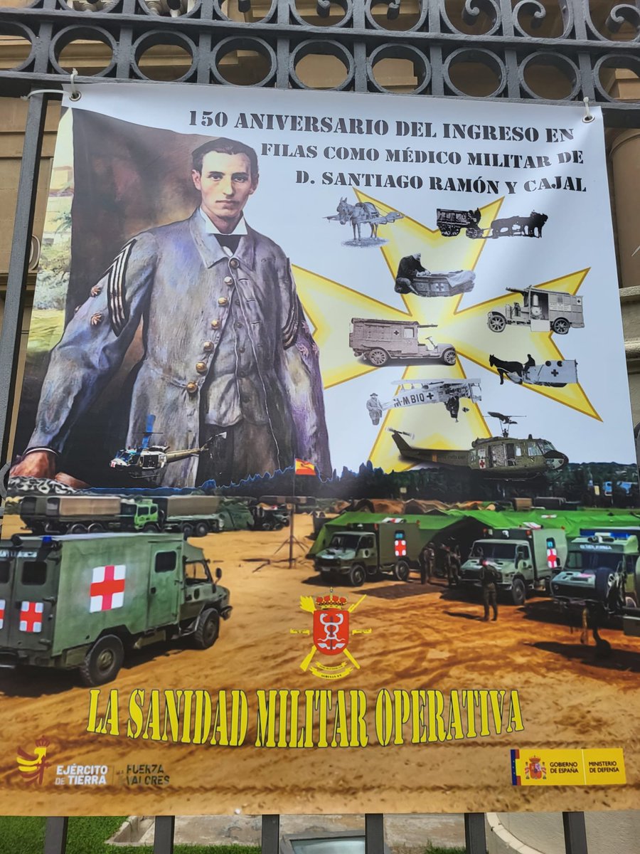 Desde ayer, 11 al 24 de septiembre de 2023, podéis visitar la exposición '150 aniversario de #RamónYCajal como médico militar. La sanidad militar' en la Antigua Capitanía General de #Zaragoza.

(Reconocido como #PremioNobel de #Medicina en 1906, en el campo de la Histología).