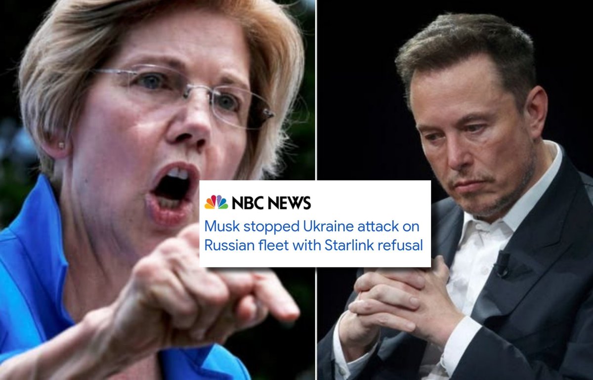 TaraBull's tweet photo. BREAKING: Senator Warren wants Elon Musk investigated for not providing Starlink to Ukraine.

Do you think Elon Musk should be celebrated for de-escalating WW3? https://t.co/SBHPsmIyV3