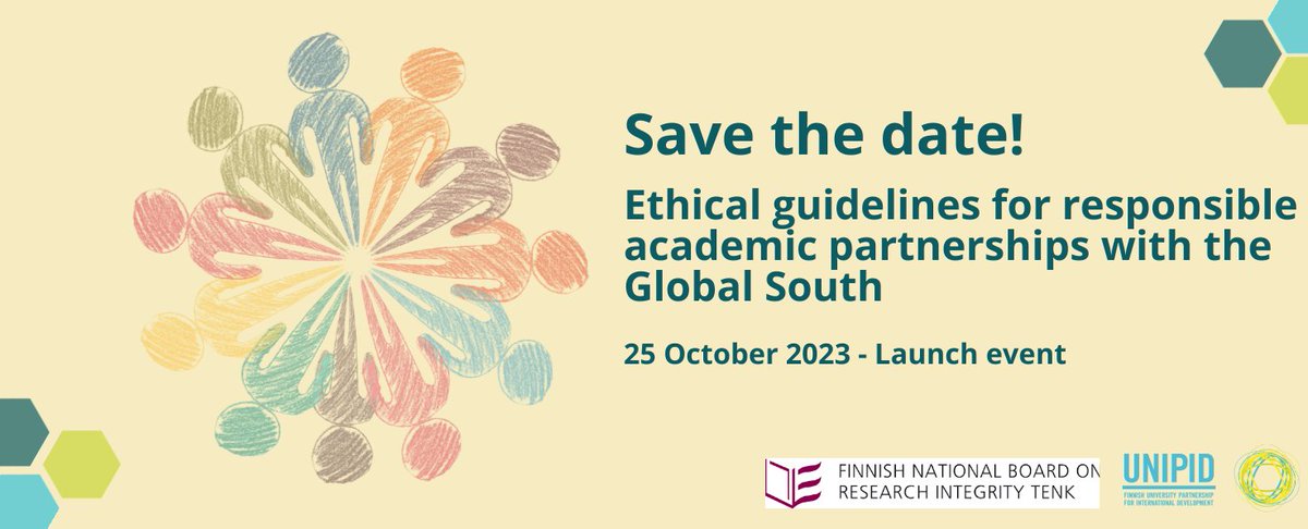 📣#SAVETHEDATE! On 25 October UniPID and TENK will host the event 'From words to action: Laying foundations for responsible academic partnerships with the Global South'. In there, the ethical guidelines for responsible academic partnerships will be launched. Stay tuned!