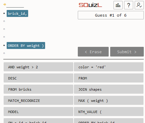 Looking for quizzes to practice your #SQL skills?

Try SQuizL

Every day on Oracle Dev Gym there will be a new SQL statement for you to guess using the fragments below 

Can you get it in 6 tries or less?

devgym.oracle.com/pls/apex/f?p=1…

Big thanks to Eli Feuerstein for building this