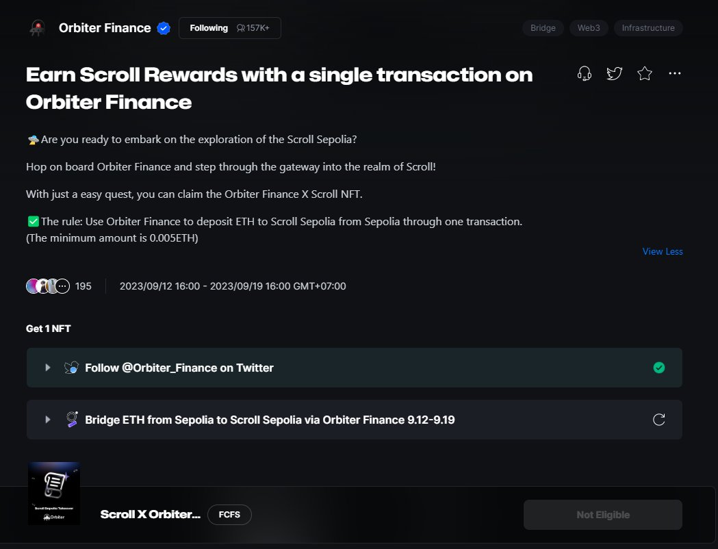 Crypto_Benz's tweet photo. 📌 @Orbiter_Finance เปิดให้ทำเควส Bridge ไป Scroll Sepolia รับ NFT ที่ระลึก
เลือกต้นทางเป็น Sepolia ก่อน ปลายทาง Scroll Sepolia ถึงจะขึ้น
🔸 Bridge: https://t.co/1p1fMw9kYb
🔸 Galxe: https://t.co/7fXzhuFraJ
#Orbiter #ScrollSepolia #Galxe https://t.co/5sLnmKH7ZI