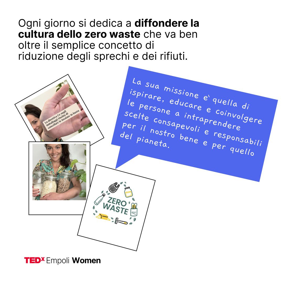 Speaker #TEDxEmpoliWomen 🚨
❌Ottavia Belli❌
<a href="/BelliOttav31441/">Ottavia Belli</a> 
La sua missione è quella di diffondere una cultura zero waste e di ispirare, educare e coinvolgere le persone ad intraprendere scelte consapevoli e responsabili per il nostro bene e quello del pianeta.

#tedxempoli