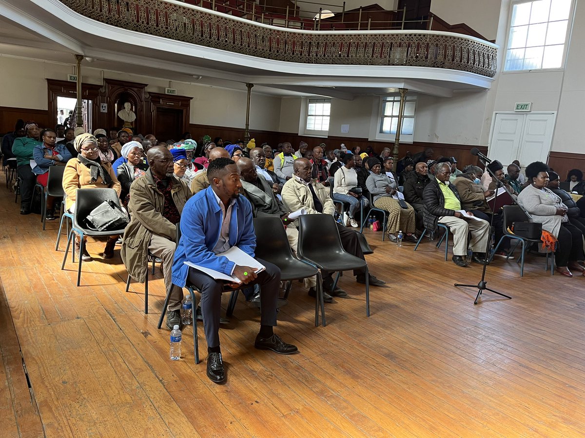 Chairperson of the Portfolio Committee on Agriculture, Land Reform and Rural Development, Nkosi Zwelivelile Mandela outlining the purpose of the #PDAL Bill at King William’s Town Hall in the Eastern Cape #publichearings