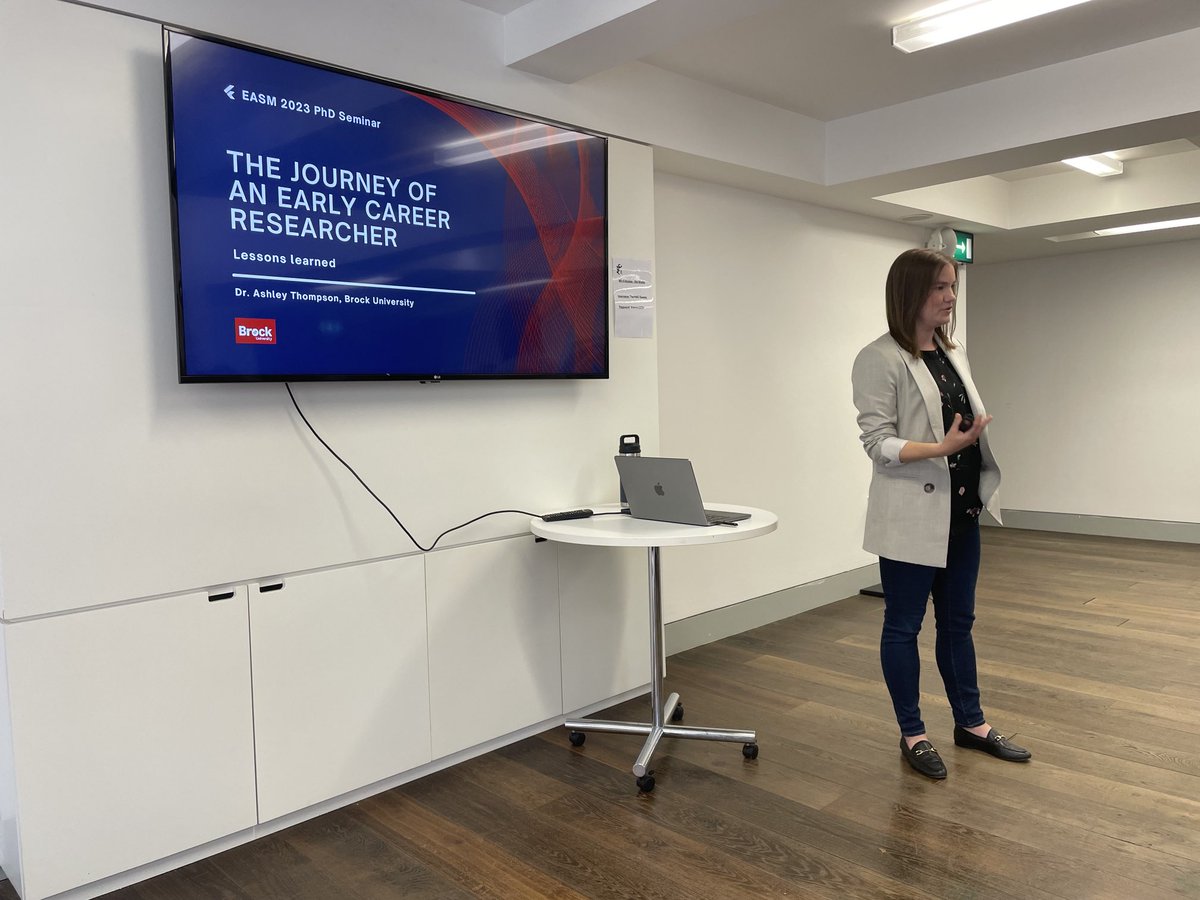 So happy to have ⁦<a href="/AThompsonPhD/">Ashley Thompson</a>⁩ with us at the ⁦<a href="/EASMBoard/">EASM</a>⁩ 2023 PhD seminar, talking about her journey from MS student to professor. Many valuable lessons provided.