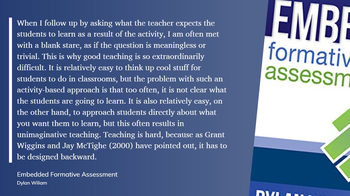 "It is relatively easy to think up cool stuff for students to do in classrooms, but the problem with such an activity-based approach is that too often, it is not clear what the students are going to learn."