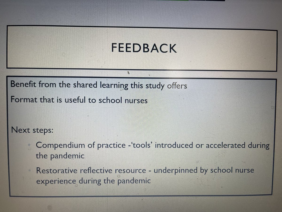 The research theme continues hearing about the School Nursing During Covid -19 research project <a href="/oxfordbrookes/">Oxford Brookes</a> including next steps to create a Compendium of Practice and Restorative Reflective Resource @SAPHNAsharonOBE @Ben_Bowers #SAPHNAconf23
