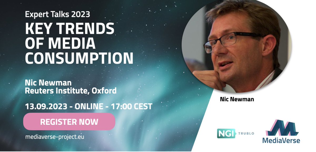Don't forget to tune into today's online expert talk with <a href="/nicnewman/">nicnewman</a>!
Learn all about current trends in journalism, media, and <a href="/risj_oxford/">Reuters Institute</a>'s 2023 #DigitalNewsReport.
See you at 5pm CEST!
Register here for free: bit.ly/3RizYJz.