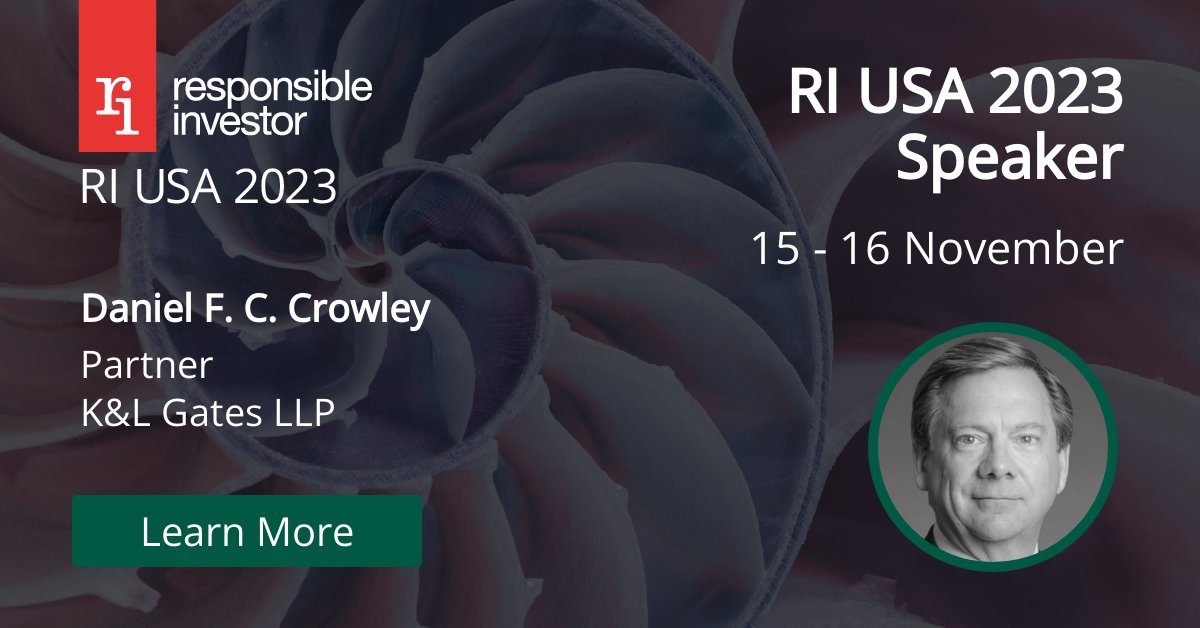 #RIUSA is proud to announce distinguished lawyer and registered Republican Daniel Crowley as our opening keynote speaker. Crowley will share his unique perspective on the challenges facing the sustainable finance industry amidst the ESG backlash. Book now: okt.to/RKNtle