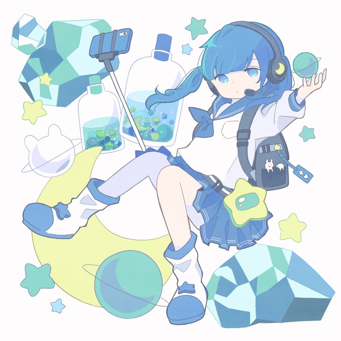 「blue hair planet」 illustration images(Latest)