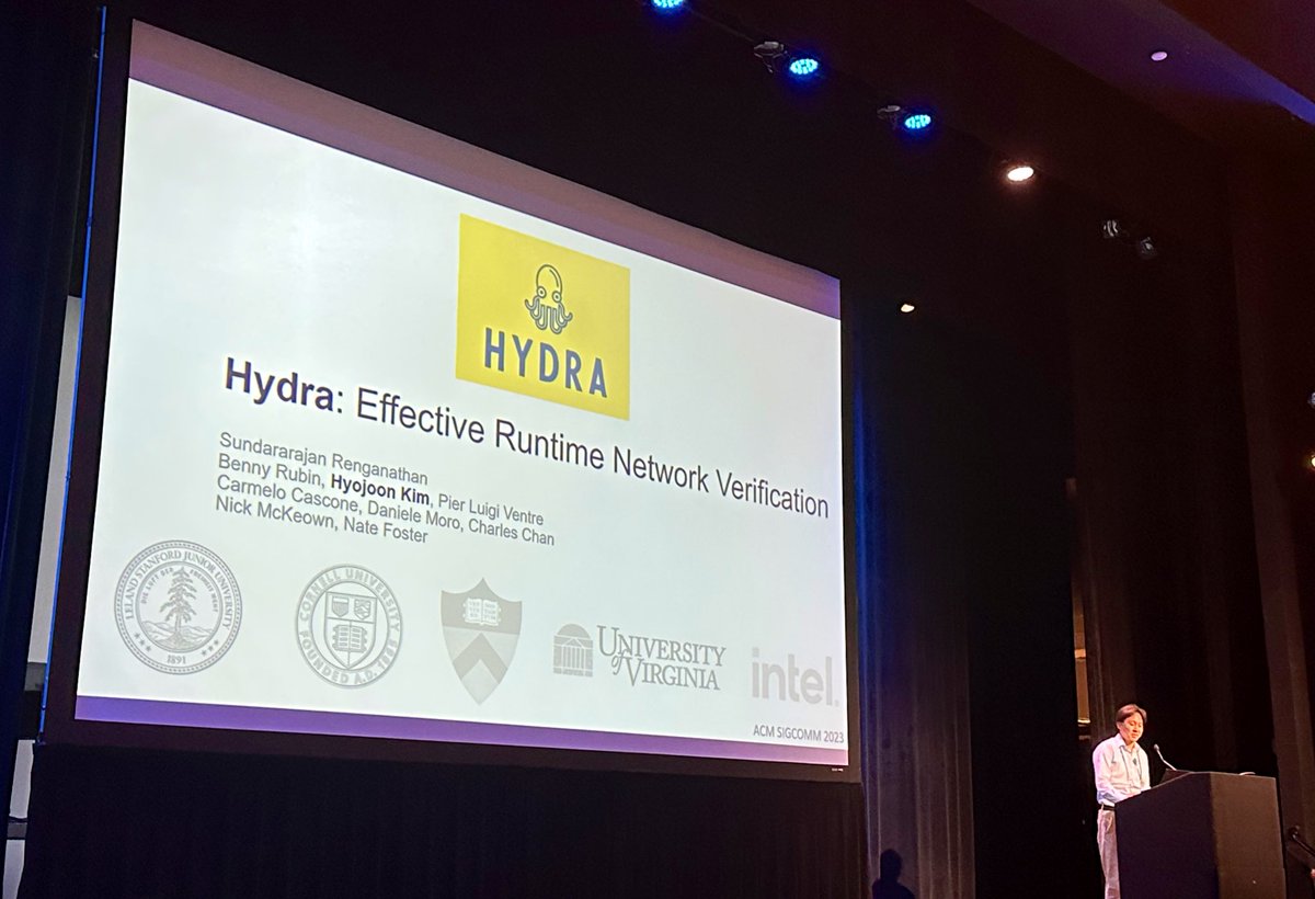 Nate Foster (@natefoster) on Twitter photo SIGCOMM ‘23 so far:
* Tutorial on “Designing Networks for Testing” with <a href="/capveg/">Rob Sherwood</a>, <a href="/dilorenzo_j/">Jonathan DiLorenzo</a>, and Fabian Ruffy
* p4testgen, presented by Fabian
* Hydra, presented by <a href="/joonkim_cs/">Hyojoon (Joon) Kim</a> SIGCOMM ‘23 so far:
* Tutorial on “Designing Networks for Testing” with <a href="/capveg/">Rob Sherwood</a>, <a href="/dilorenzo_j/">Jonathan DiLorenzo</a>, and Fabian Ruffy
* p4testgen, presented by Fabian
* Hydra, presented by <a href="/joonkim_cs/">Hyojoon (Joon) Kim</a>