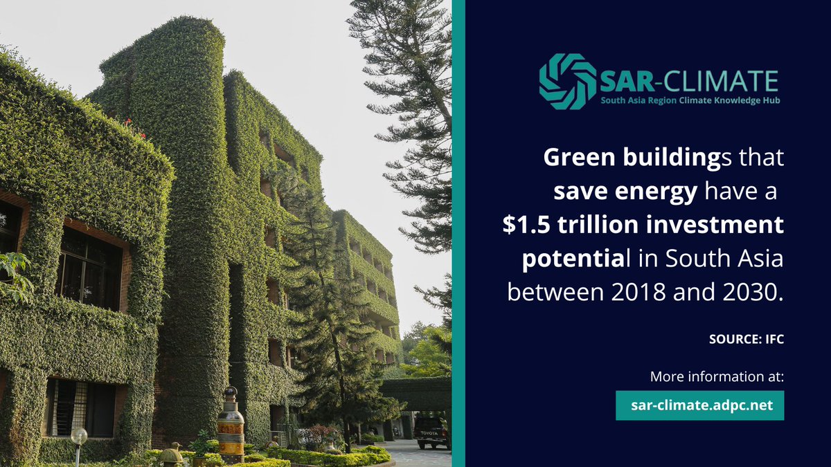 Green buildings that save energy have a $1.5 trillion investment potential in #SouthAsia between 2018 and 2030 according to @IFC_org @worldbank #OneSouthAsia

Learn more: sar-climate.adpc.net/index.php/clim…