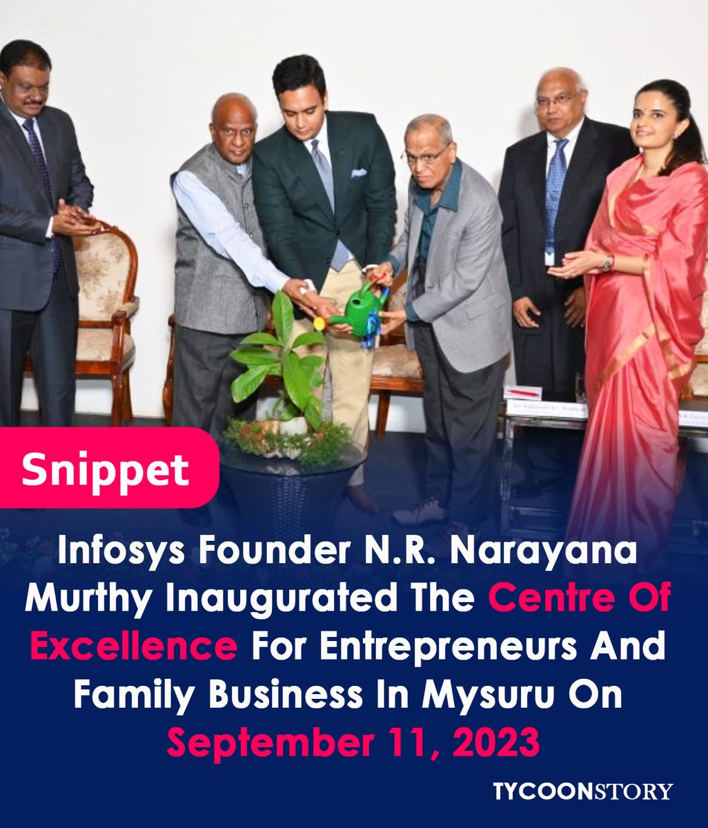N.R. Narayana Murthy, the founder of Infosys, inaugurated the Centre of Excellence for Entrepreneurs and Family Business in Mysuru on September 11, 2023
#NRNarayanaMurthy #FamilyBusinesses #Mysuru #Infopine #Infosys #venturecapital #Innovation #BusinessGrowth @Online_Courses