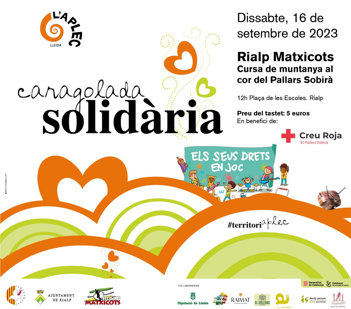 AplecCaragol's tweet photo. 🐌Nova #caragolada #solidaria de la Fecoll!
#16set a Rialp (12h) dins la @Matxicots
i per #CreuRojaPallarsSobira
#SomAplec #territoriaplec #AplecSolidari
Més info👇
https://t.co/TBP7EAUymj https://t.co/wpWIgdCF0o