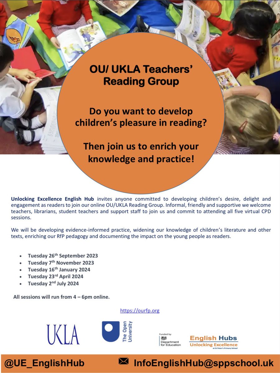 Will you be joining our OU/UKLA TRG this year? Our first session is just two weeks away! Friendly, welcoming and relaxed, come along to chat about great children’s books and gain guidance for how you can embed RfP pedagogy whatever your role 🧶📚