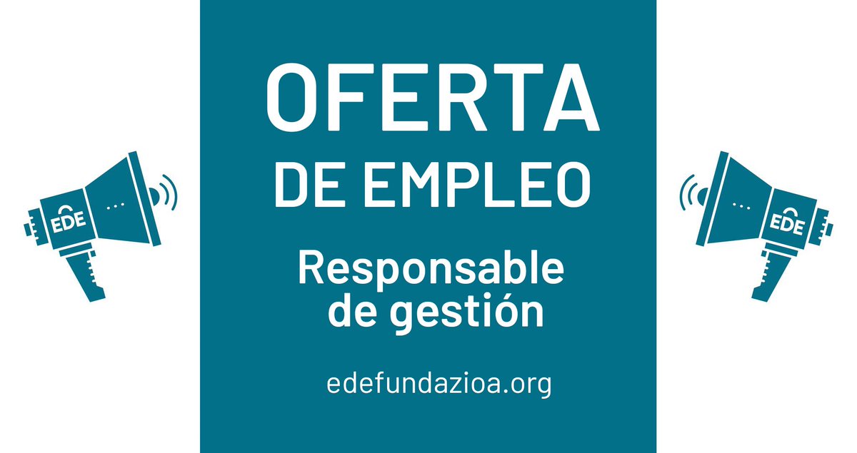 EDEfundazioa's tweet photo. 📢 OFERTA DE EMPLEO 📢 

En EDE Intervención Social precisamos la incorporación de una persona que se incorpore al equipo para el puesto de RESPONSABLE DE #GESTIÓN (Área violencia machista contra las mujeres).

ℹ️ https://t.co/LS2QPM9vX2

#laneskaintza #zabaldu #difunde https://t.co/aclFCpbnWy