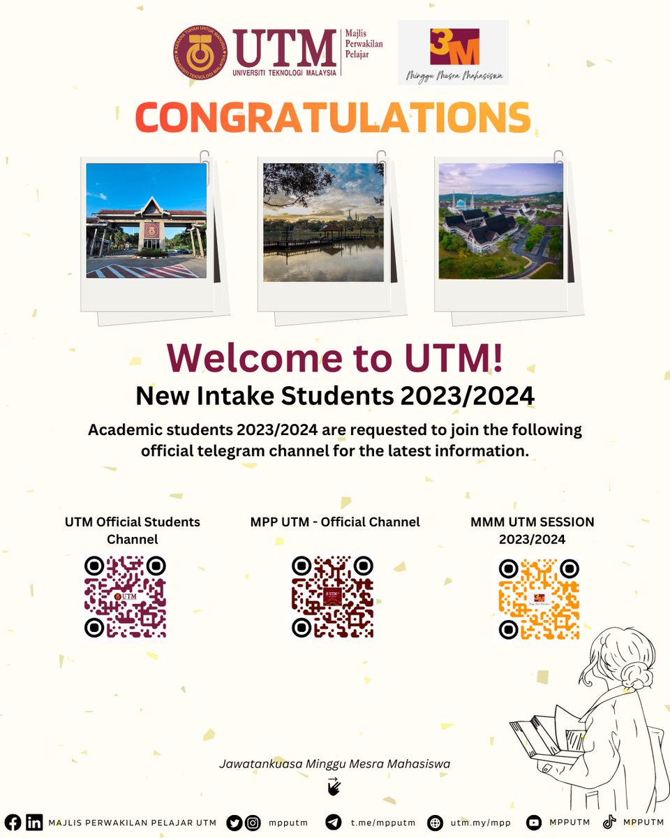 mpputm's tweet photo. MPP UTM Official Telegram 
🔗 : https://t.co/9uRTA0XMsN

UTM Official Students Channel 
🔗 : https://t.co/H2zj31krRf

MPP - Student Services 
🔗 : https://t.co/01mhkYrERz

MMM UTM Session 2023/2024
🔗 : https://t.co/GLNOfhXoDN 

MPP UTM Oh My Merits! 
🔗 : https://t.co/JaXvecb1cr https://t.co/BXhhzIIaEr
