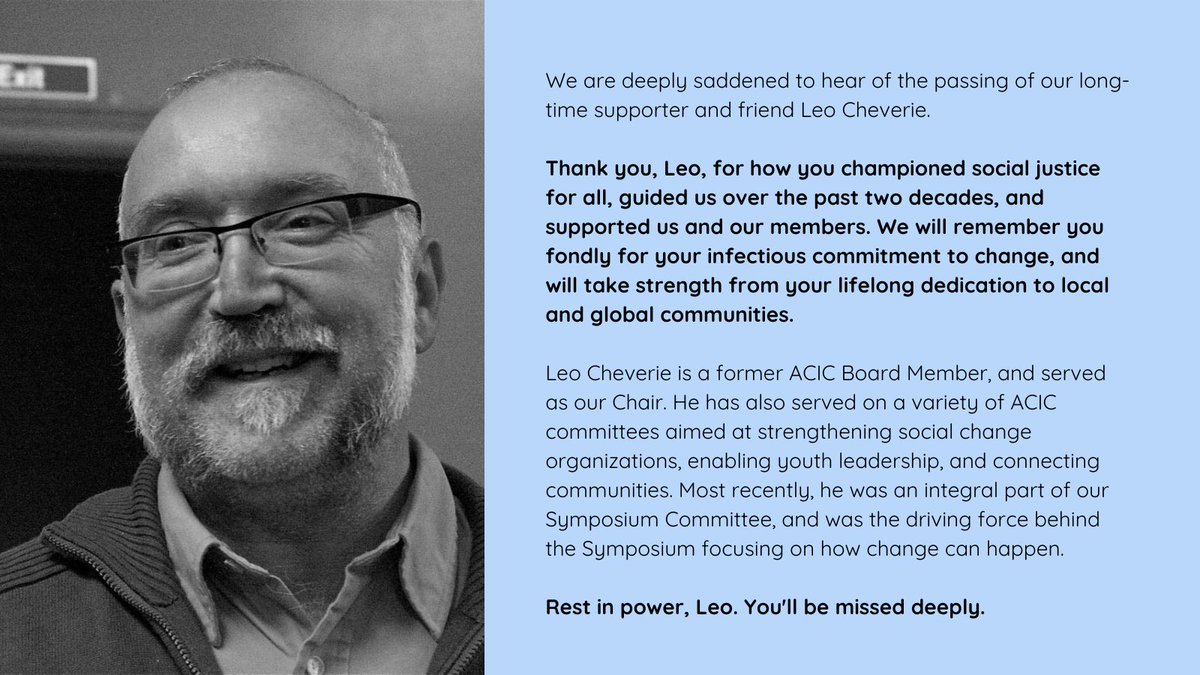 We'll miss you deeply, Leo. Thank you for your inspiring and unwavering support for social justice and change.