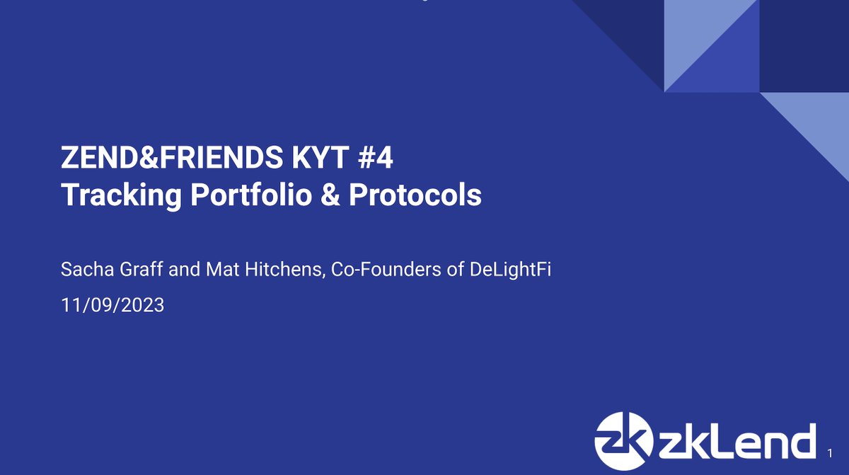 1/ 🧵 Recap thread of yesterday's KYT Sessions #4: Tracking Portfolios &amp; Protocols with <a href="/0xSacha/">0xSacha</a>, <a href="/MatHitchens/">Mat Hitchens | DelightFi</a> from <a href="/DeLightFi_/">DeLightFi</a> and <a href="/zkLend/">zkLend</a> Co-Founder <a href="/jane0mac/">Jane</a>.

Let's dive into the highlights! 🏊‍♂️