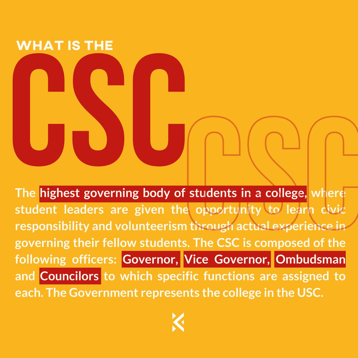 KalasagUC's tweet photo. What is the USC at CSC?
This week, as part of its #KnowUCan series, Kalasag discusses what the different councils within the university are.
Source: University of the Cordilleras Student Handbook SY 2022-2023
Are you next? Contact Us!
#TayoAngKa7asag https://t.co/b2II1iHJ7P