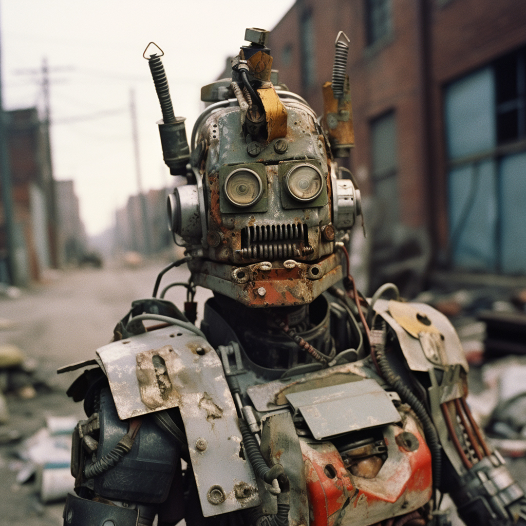 juntabot's tweet photo. Homemade Retro Mech
#juntabot #midjourney #midjourneyart #midjourneyartwork #midjourneyaiart #ai #aiart #aivisuals #aiartwork #retromech #surveillance #patrol #robot #dystopian #realism #version5 https://t.co/xjFxF1NF7Z