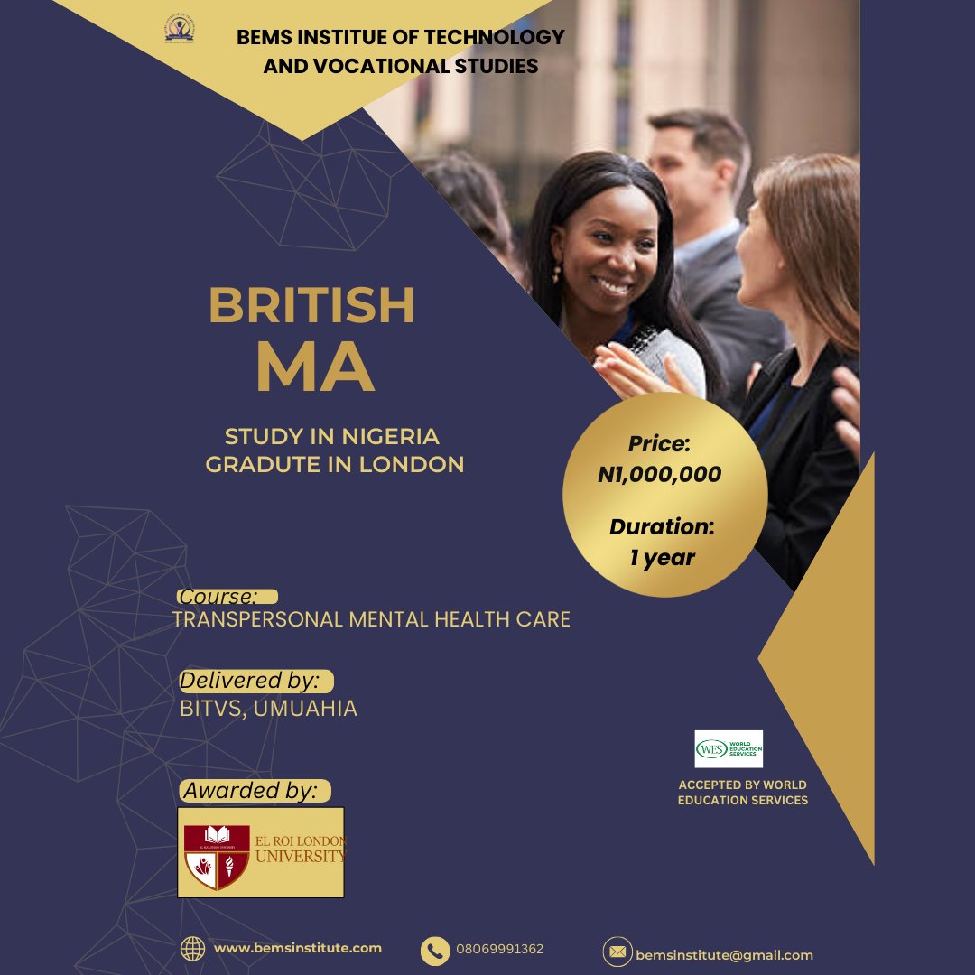 bemsInstitute's tweet photo. Earn a British MA in Nigeria!
Donβt miss out on an opportunity to upgrade your career with one of the top university in London MSc (Masters of Arts).
Program starts on 3rd October 2023
For more info: π 08069991362
#bemsgroup #bitvs #bemssoft #education #learning https://t.co/jrXnqT4fFo
