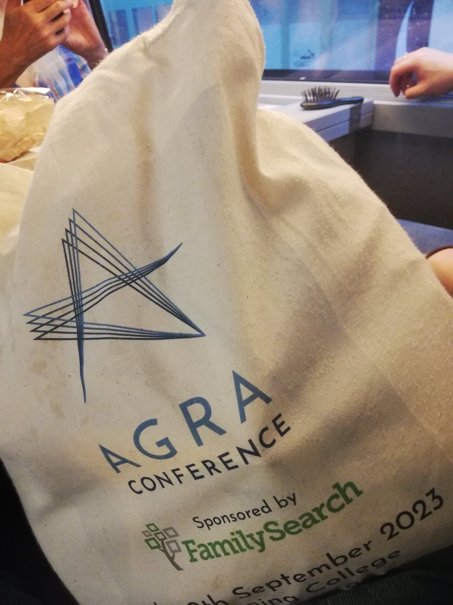 LucyBrowne63's tweet photo. Wider still and wider... The @AGRAGenealogy message is carried across Europe as my #AGRAConference bag carries the picnic on Eurostar, across Paris and onto the (double-decker) train for Geneva... https://t.co/VEqL2oMo0X