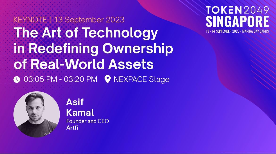 Artfi (@artfiglobal) on Twitter photo 🚀 Join us at #Token2049 to meet our founder, <a href="/iamasifkamal/">Asif Kamal</a>! 🗣️ Don't miss his talk on the "Art of Technology in Redefining Ownership of Real-World Assets" and how it's transforming art collecting and investing through blockchain. 🎨💡 #ArtTechRevolution #BlockchainArt 🚀 Join us at #Token2049 to meet our founder, <a href="/iamasifkamal/">Asif Kamal</a>! 🗣️ Don't miss his talk on the "Art of Technology in Redefining Ownership of Real-World Assets" and how it's transforming art collecting and investing through blockchain. 🎨💡 #ArtTechRevolution #BlockchainArt