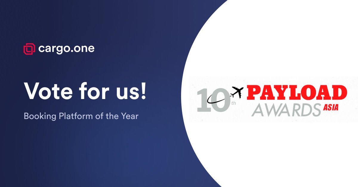cargo.one (@cargo_one_) on Twitter photo You can VOTE for cargo.one in the <a href="/payloadasia/">Payload Asia</a> Awards 2023! 🗳️ We’re shortlisted for 'Best Booking Platform'🏆 as a result of our growth trajectory and popularity with #freightforwarders all over Asia. Voting takes just a few secs here: payloadasia.com/payload-asia-v… You can VOTE for cargo.one in the <a href="/payloadasia/">Payload Asia</a> Awards 2023! 🗳️ We’re shortlisted for 'Best Booking Platform'🏆 as a result of our growth trajectory and popularity with #freightforwarders all over Asia. Voting takes just a few secs here: payloadasia.com/payload-asia-v…
