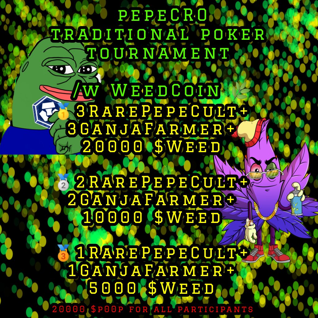 pokernow.club/mtt/pepecro-an…
Meet me at the Friyay Poker Party to win amazing prizes ❤️ 
<a href="/PepeCRO_/">PepeCRO 🐸</a> 
@WeedCoinCro 
@p00pium
