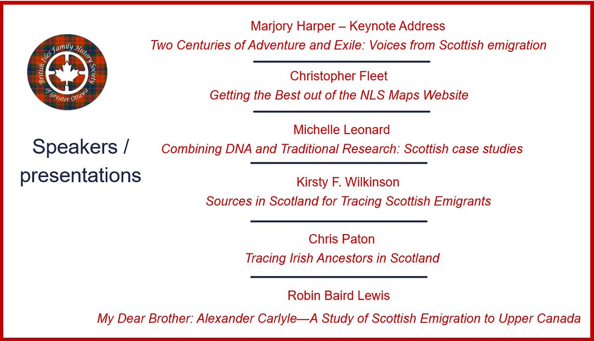 Check out the roster of speakers at this year’s BIFHSGO annual conference (28 &amp; 29 October, 2023).  In one virtual conference, we’ve gathered some of the very best genealogical experts from Scotland. For more information and to register: bifhsgo.ca/2023-conference
