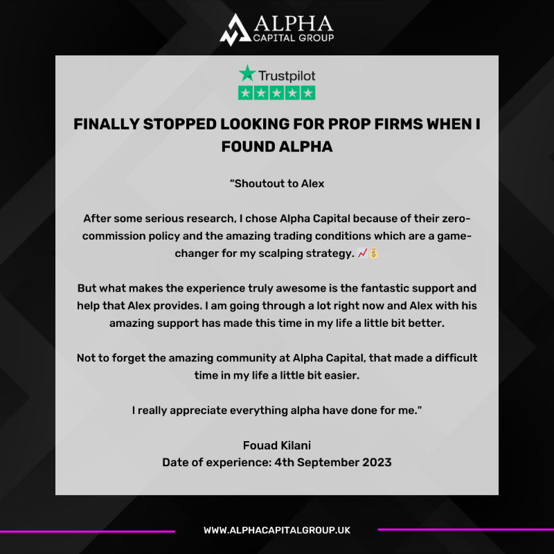 AlphaCapitalUK's tweet photo. Trading Success Unveiled 🚀 

Discover what traders have to say about their experience with Alpha on TrustPilot! Join our community and be part of something extraordinary. 💼📈 

#PropTradingExcellence #TraderReviews #JoinTheJourney