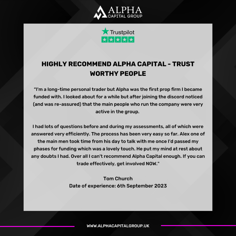 AlphaCapitalUK's tweet photo. Trading Success Unveiled 🚀 

Discover what traders have to say about their experience with Alpha on TrustPilot! Join our community and be part of something extraordinary. 💼📈 

#PropTradingExcellence #TraderReviews #JoinTheJourney