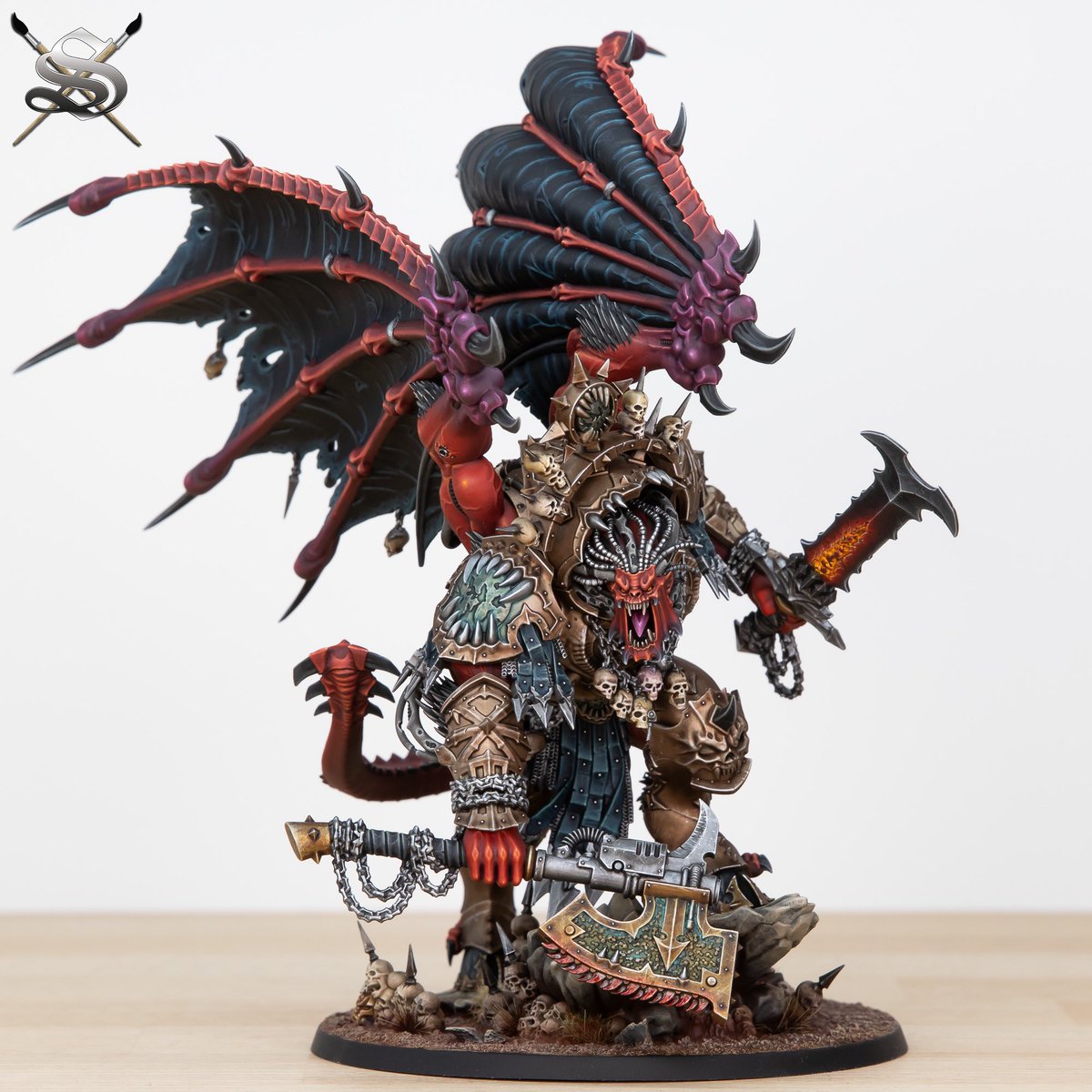 SiegeStudios's tweet image. A menacing &amp;amp; imposing Angron Daemon Primarch model we have just finished for our client!

We loved painting this guy in his iconic livery! Who is your favourite Primarch be they loyal or traitor and why? 

#angron #worldeaters #khorne #warhammer40k #warhammercommunity