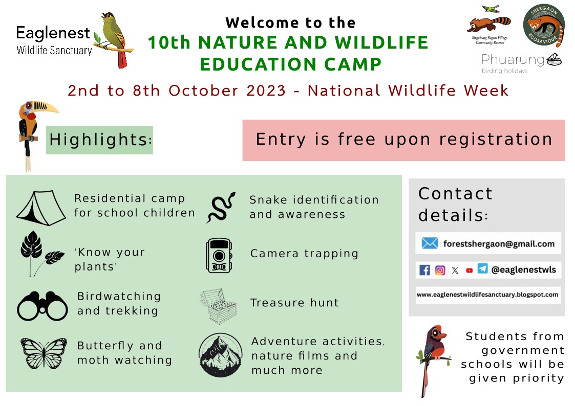 AkshayBirdwatch's tweet photo. ๐ฑ We are organising a #Nature #Education and #Widllife Camp at Eaglenest Wildlife Sanctuary, #ArunachalPradesh, India ๐ฎ๐ณ
๐จ Participation is free ๐จ
Please share amongst your #wildlife/#school/#teacher circles (especially in the north-east)! https://t.co/2ipqq5bOq0