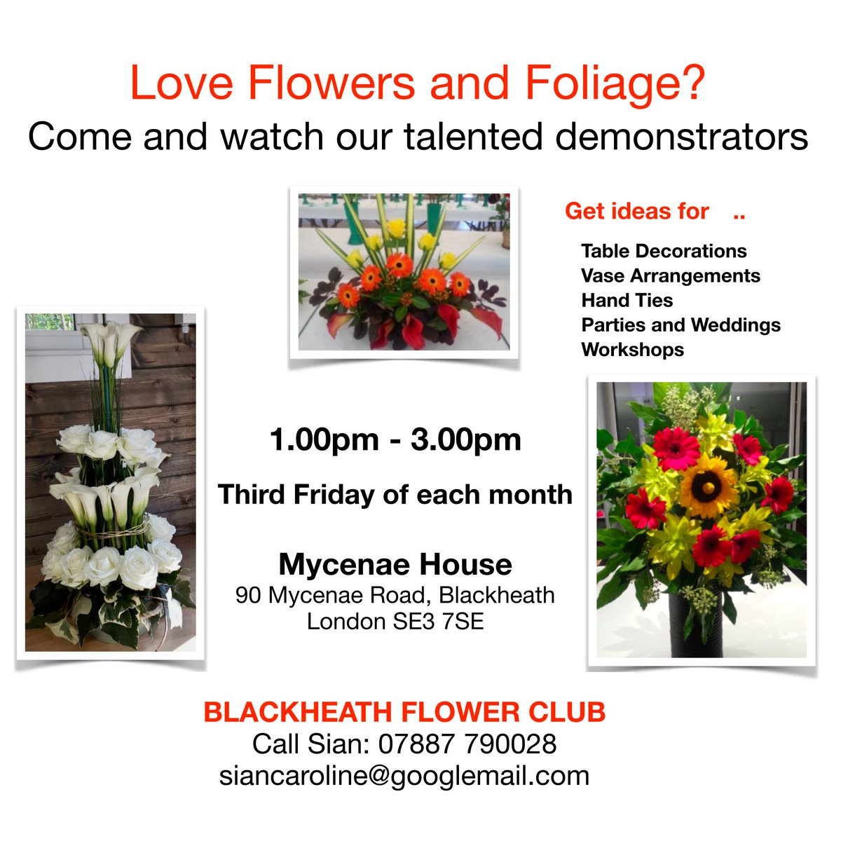 Love Flowers and Foliage? Join #BlackheathFlowerClub for their monthly demonstration here this Fri 15 Sept 1-3pm.
Visitors welcome £8 fee per demonstration.
#FlowerArranging #Blackheath #Greenwich