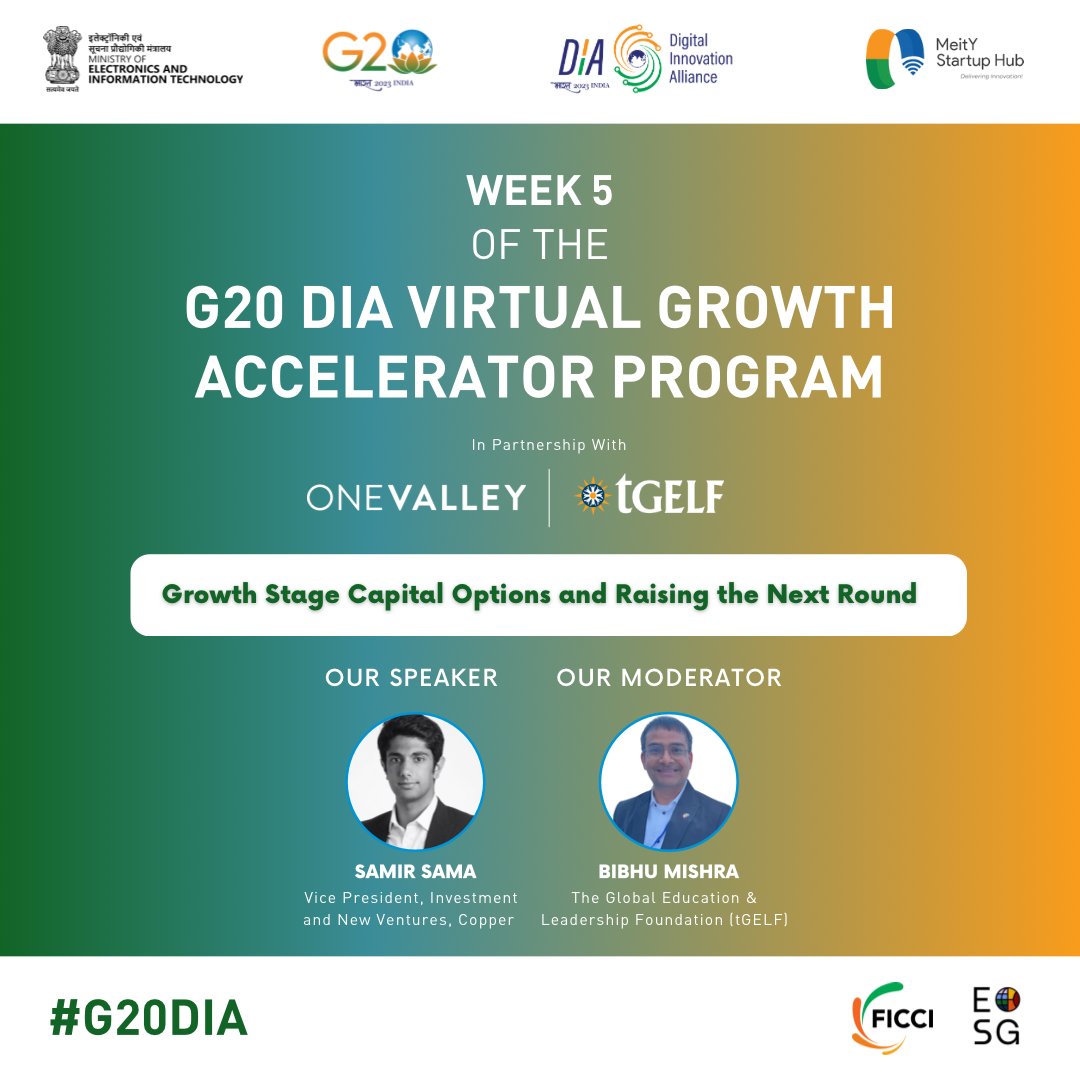 🚀 Week 5 Highlights! 🌱

In our latest session on "Growth Stage Capital Options and Raising the Next Round," we had the privilege of hosting Samir Sama, Vice President of Investment and New Ventures at Copper.