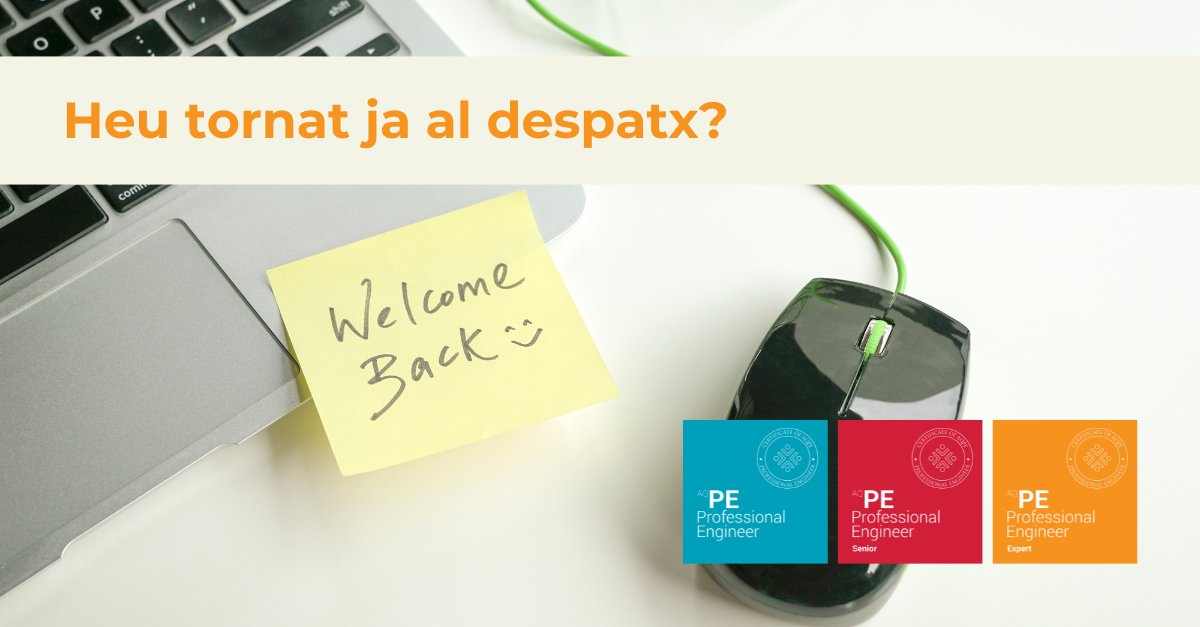 Hola enginyers i enginyeres! 👷‍♂️👷‍♀️
Falta algú per a tornar al despatx?

Després d'uns dies d'inici de setembre, el nou curs ja està en marxa, les rutines estan funcionant i la nova temporada ha començat ja!