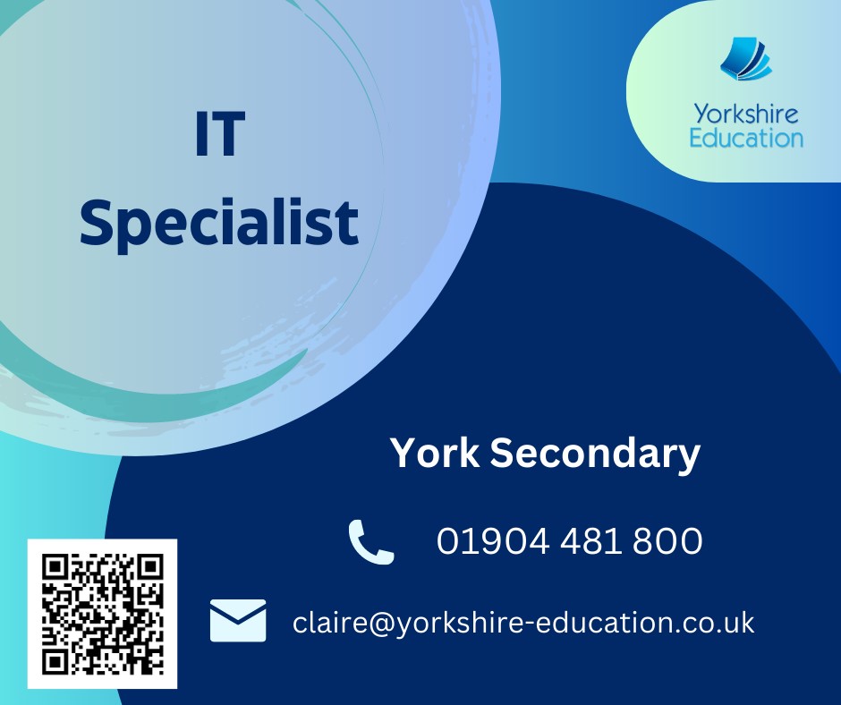 We have a position available for an IT Teacher at a York Secondary School. This position is full time until Christmas, with the potential of being made long time, starting as soon as possible. Daily pay rate is negotiable.
For any further information or to apply please contact us