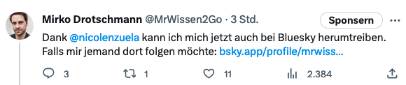 Interessant, wie gering die Reichweite dieses Tweets ist. Vielleicht hätte ich noch ganz viele Xe mit aufnehmen sollen, um die böse Verlinkung zu neutralisieren. In diesem Sinne: XXXXXXXXXXXXXXX