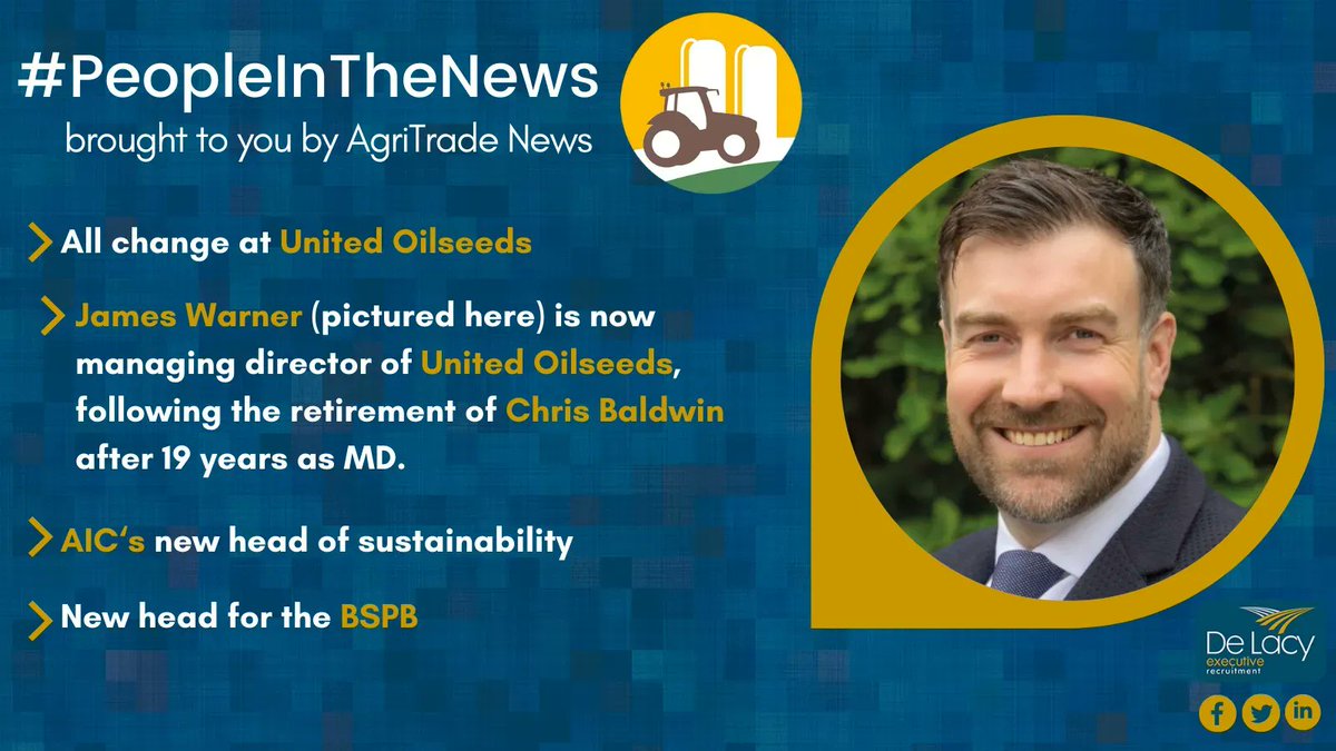 We're back for our #PeopleInTheNews segment, brought to you by <a href="/AgriTradeNews/">AgriTrade News</a>!

This week features:

➡️ All change at <a href="/UnitedOilseeds/">United Oilseeds</a>
➡️ <a href="/agindustriesUK/">AIC | Agricultural Industries Confederation</a>'s new head of sustainability
➡️ New head for the <a href="/_seedinnovation/">British Society of Plant Breeders (BSPB)</a>

Read more: agritradenews.co.uk/news/people/

#UKAg #AgJobs #NewHires