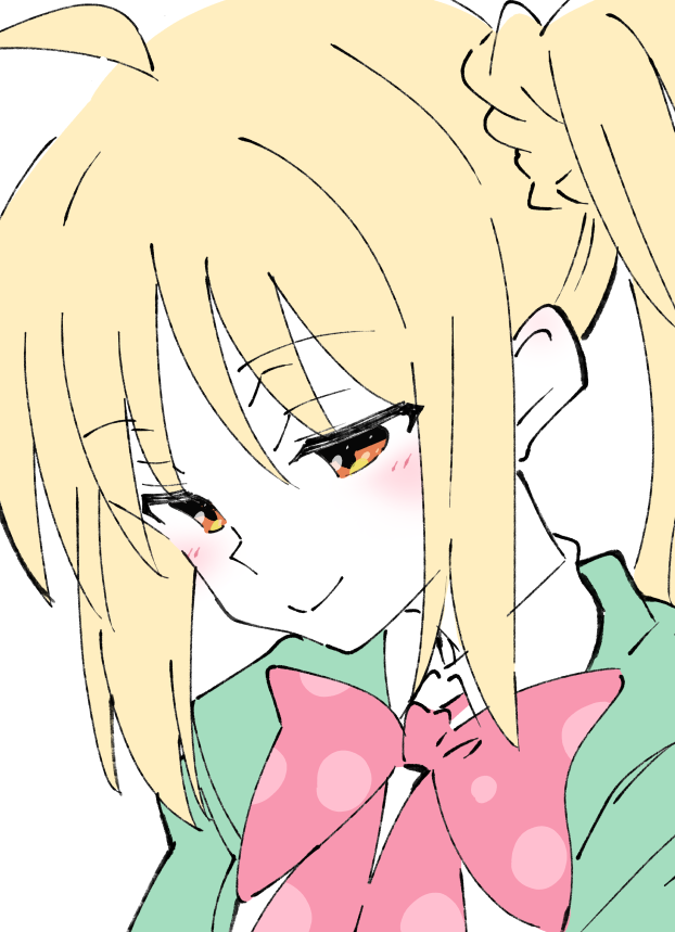 ijichi nijika 1girl blonde hair solo smile bow side ponytail shirt  illustration images