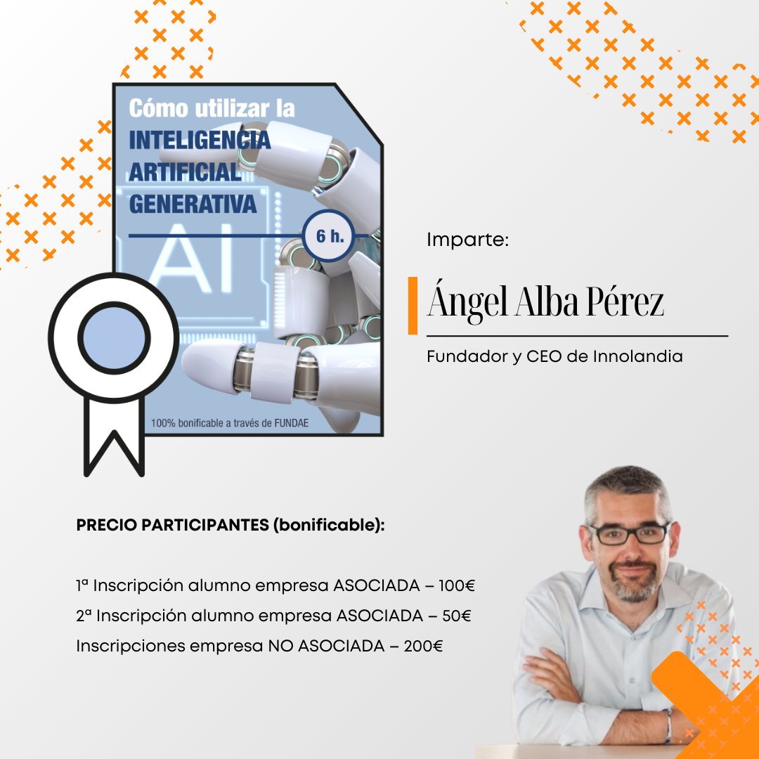 CETEM organiza un curso sobre Inteligencia Artificial, tu aliado para ser más productivo en el trabajo 🚀🚀
📆 Cuándo:  27/09 o  28/09 (un día a elegir) 
⌚️ Duración: De 9:00 a 13:00 y de 15:00 a 17:00
🏠 Dónde: Instalaciones CETEM

🟢¡ÚLTIMAS PLAZAS!🟢

elernia.cetem.es/elernia/cursos…