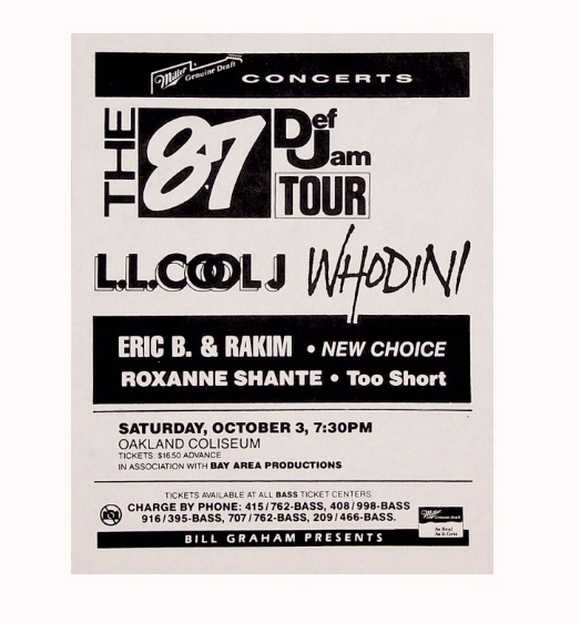 The 1987 @defjam Tour w/@llcoolj, Whodini, Eric B & Rakim, Roxanne Shante & Too Short at Oakland Coliseum. 10/3/87

Register to bid on this flyer (LOT 121) at fineart.hiphop

#hiphop #hiphop50 #hiphoptreasures #flyer #hiphopflyer #defjam #llcoolj #whodini #hiphopfineart