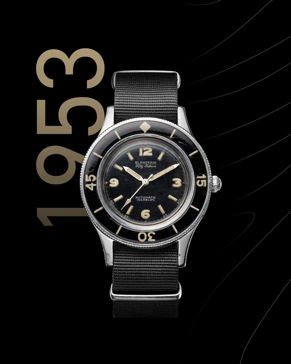 Blancpain1735's tweet photo. 1953: The world's first true diver's watch makes its historic debut.

Discover the history of this iconic timepiece: https://t.co/1qVmGpPZk7

#Blancpain1735 #FiftyFathoms70thAnniversary #BlancpainFiftyFathoms #FiftyFathomsLegacy https://t.co/P00m4HtTen