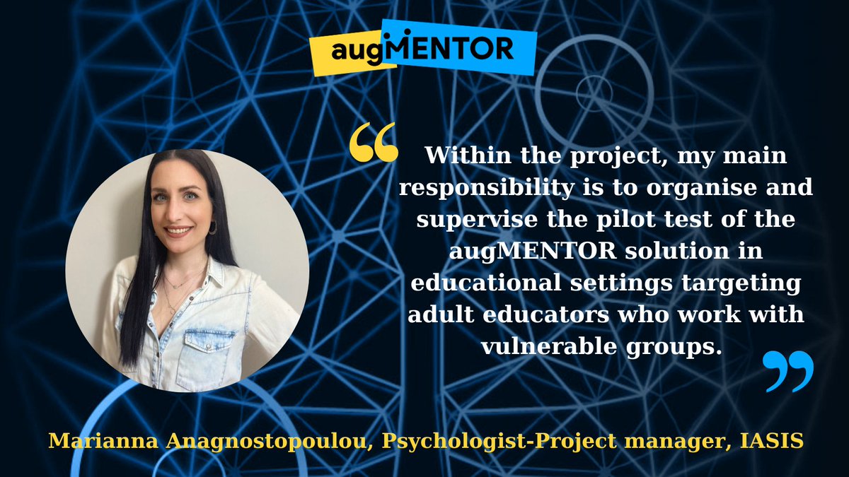 augMENTORproj's tweet photo. 🙌Meet the team! #augMENTOR

Marianna Anagnostopoulou is a Psychologist and Project Manager at #IASIS.

Learn more about her main role in the project. https://t.co/ozj77ypd4W